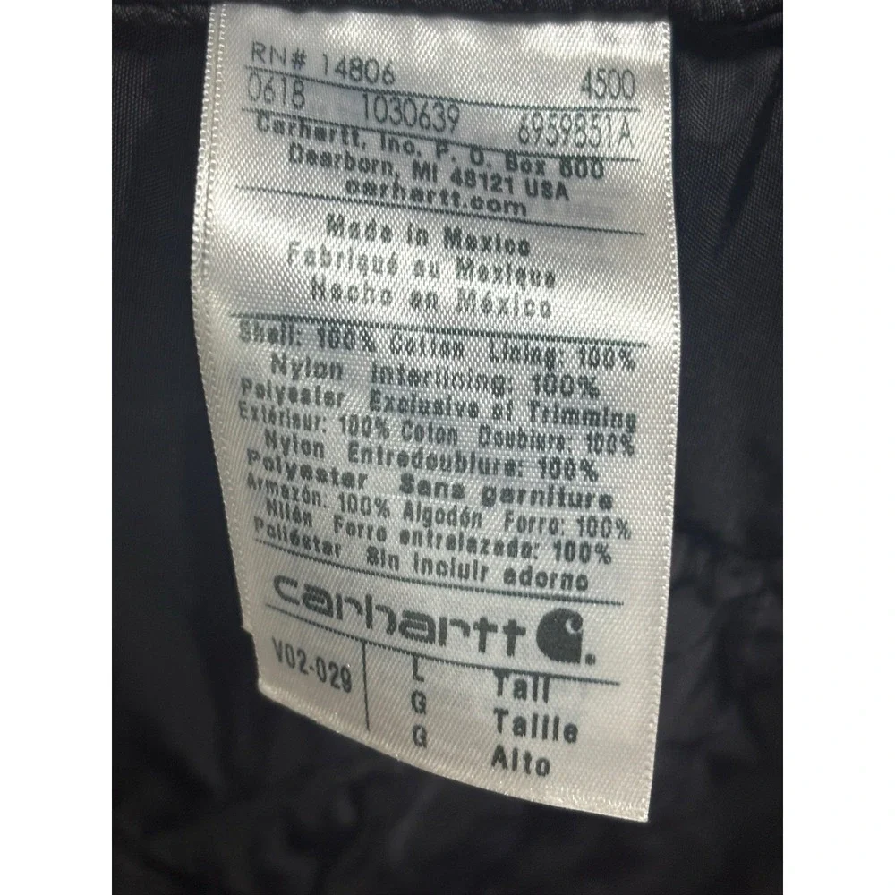 VINTAGE CARHARTT QUILT LINED Gray VEST JACKET 2000 V02MOS L MADE IN Mexico